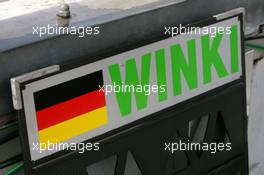 11.04.2008 Hockenheim, Germany,  Pitboard sign of Markus Winkelhock (GER), Audi Sport Team Rosberg - DTM 2008 at Hockenheimring