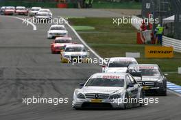13.04.2008 Hockenheim, Germany,  Bruno Spengler (CDN), Team HWA AMG Mercedes, AMG Mercedes C-Klasse, leads Paul di Resta (GBR), Team HWA AMG Mercedes, AMG Mercedes C-Klasse, Tom Kristensen (DNK), Audi Sport Team Abt, Audi A4 DTM - DTM 2008 at Hockenheimring