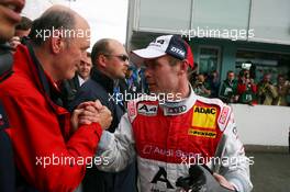 13.04.2008 Hockenheim, Germany,  Dr. Wolfgang Ullrich (GER), Audi's Head of Sport, congratulates Tom Kristensen (DNK), Audi Sport Team Abt, Portrait, with his 3rd place - DTM 2008 at Hockenheimring