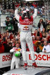 13.04.2008 Hockenheim, Germany,  Winner of the first 2008 DTM race standing on the roof of his car: Mattias Ekström (SWE), Audi Sport Team Abt Sportsline, Audi A4 DTM - DTM 2008 at Hockenheimring