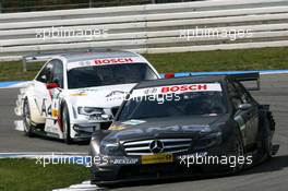 13.04.2008 Hockenheim, Germany,  Paul di Resta (GBR), Team HWA AMG Mercedes, AMG Mercedes C-Klasse, leads Tom Kristensen (DNK), Audi Sport Team Abt, Audi A4 DTM - DTM 2008 at Hockenheimring