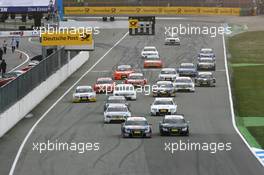 13.04.2008 Hockenheim, Germany,  Mattias Ekstroem (SWE), Audi Sport Team Abt Sportsline, Audi A4 DTM, leads Timo Scheider (GER), Audi Sport Team Abt, Audi A4 DTM and Bruno Spengler (CAN), Team HWA AMG Mercedes, AMG Mercedes C-Klasse - DTM 2008 at Hockenheimring