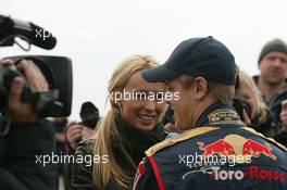 20.04.2008 Oschersleben, Germany,  Sebastian Vettel (GER) Suderia Toro Rosso with Cora Schumacher (GER), wife of Ralf Schumacher (GER) - DTM 2008 at Motopark Oschersleben