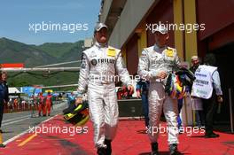 03.05.2008 Scarperia, Italy,  Ralf Schumacher (GER), Muecke Motorsport AMG Mercedes, AMG Mercedes C-Klasse and Maro Engel (GER), Muecke Motorsport AMG Mercedes, AMG Mercedes C-Klasse - DTM 2008 at Mugello