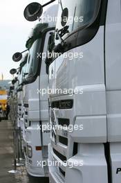 03.05.2008 Scarperia, Italy,  team trucks in the paddock - DTM 2008 at Mugello