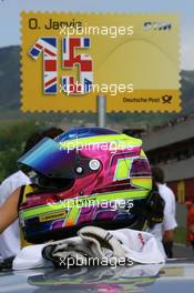 04.05.2008 Scarperia, Italy,  Helmet of Oliver Jarvis (GBR), Audi Sport Team Phoenix, Audi A4 DTM - DTM 2008 at Mugello