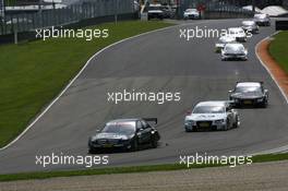 04.05.2008 Scarperia, Italy,  Paul di Resta (GBR), Team HWA AMG Mercedes, AMG Mercedes C-Klasse leads Tom Kristensen (DEN), Audi Sport Team Abt Audi A4 DTM 2008 and Timo Scheider (GER), Audi Sport Team Abt, Audi A4 DTM - DTM 2008 at Mugello