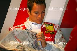 17.05.2008 Klettwitz, Germany,  Timo Scheider (GER), Audi Sport Team Abt, Portrait, reading the newspaper - DTM 2008 at Lausitzring