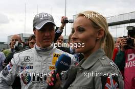 18.05.2008 Klettwitz, Germany,  Cora Schumacher (GER), wife of Ralf Schumacher (GER), interviewing her husband Ralf Schumacher (GER), Mücke Motorsport AMG Mercedes, for DTM TV - DTM 2008 at Lausitzring