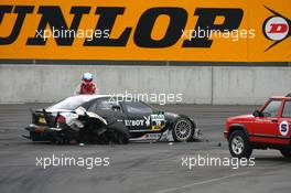 18.05.2008 Klettwitz, Germany,  The heavily damaged car of Markus Winkelhock (GER), Audi Sport Team Rosberg, Audi A4 DTM, after a tyre failure sent him into the wall while breaking for the first corner - DTM 2008 at Lausitzring