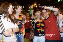 27.06.2008 Nürnberg, Germany,  26.06.2008 - night / Happy fans celebrate Germany's Euro Cup 2008 semi-final  win in the streets of Nurnberg - DTM 2008 at Norisring