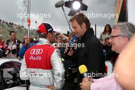 13.07.2008 Zandvoort, The Netherlands,  Timo Scheider (GER), Audi Sport Team Abt, Audi A4 DTM being interviewed by German television. - DTM 2008 at Circuit Park Zandvoort