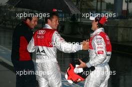 26.07.2008 Nürburg, Germany,  Markus Winkelhock (GER), Audi Sport Team Rosberg, Portrait, congratulates Tom Kristensen (DNK), Audi Sport Team Abt, Portrait, with his pole position - DTM 2008 at Nürburgring