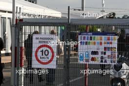 24.10.2008 Hockenheim, Germany,  signs at the DTM paddock gate at the Hockenheimring. - DTM 2008 at Hockenheimring, Germany