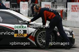 24.10.2008 Hockenheim, Germany,  Timo Scheider (GER), Audi Sport Team Abt, Audi A4 DTM pushed back to garage - DTM 2008 at Hockenheimring, Germany