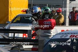 25.10.2008 Hockenheim, Germany,  Timo Scheider (GER), Audi Sport Team Abt, congratulates Mattias Ekström (SWE), Audi Sport Team Abt Sportsline, with his pole position - DTM 2008 at Hockenheimring, Germany