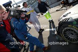 25.10.2008 Hockenheim, Germany,  The damaged car of Markus Winkelhock (GER), Audi Sport Team Rosberg, Audi A4 DTM being brought back to the pitlane by truck. - DTM 2008 at Hockenheimring, Germany