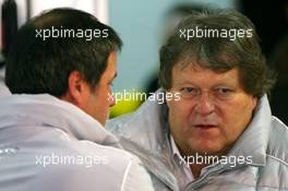 25.10.2008 Hockenheim, Germany,  Norbert Haug (GER), Sporting Director Mercedes-Benz (right), talking with Gerhard Ungar (GER), Chief Designer AMG - DTM 2008 at Hockenheimring, Germany