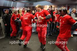 26.10.2008 Hockenheim, Germany,  After the victory of Timo Scheider (GER), Audi Sport Team Abt, Audi A4 DTM a privat party started in the Abt pitbox with a band, dancing technicians and champagne and beer! - DTM 2008 at Hockenheimring, Germany
