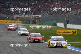 26.10.2008 Hockenheim, Germany,  Oliver Jarvis (GBR), Audi Sport Team Phoenix, Audi A4 DTM, leads Mike Rockenfeller (GER), Audi Sport Team Rosberg, Audi A4 DTM, Alexandre Premat (FRA), Audi Sport Team Phoenix, Audi A4 DTM - DTM 2008 at Hockenheimring, Germany