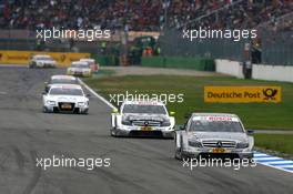 26.10.2008 Hockenheim, Germany,  Bruno Spengler (CDN), Team HWA AMG Mercedes, AMG Mercedes C-Klasse, leads Bernd Schneider (GER), Team HWA AMG Mercedes, AMG Mercedes C-Klasse, Tom Kristensen (DNK), Audi Sport Team Abt, Audi A4 DTM - DTM 2008 at Hockenheimring, Germany