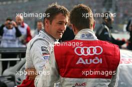 26.10.2008 Hockenheim, Germany,  Bernd Schneider (GER), Team HWA AMG Mercedes, Portrait, who retires from the DTM after this race, congratules race winner and new DTM Champion 2008 Timo Scheider (GER), Audi Sport Team Abt, Portrait - DTM 2008 at Hockenheimring, Germany