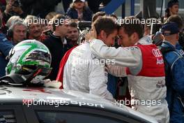 26.10.2008 Hockenheim, Germany,  (right) Champion 2008 Timo Scheider (GER), Audi Sport Team Abt, Audi A4 DTM having his personal farewell moment with (left) Bernd Schneider (GER), Team HWA AMG Mercedes, AMG Mercedes C-Klasse at the parc fermé. - DTM 2008 at Hockenheimring, Germany