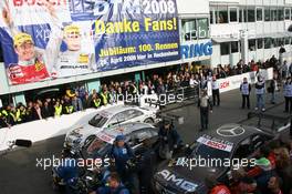 26.10.2008 Hockenheim, Germany,  the parc ferme with Paul di Resta (GBR), Team HWA AMG Mercedes, AMG Mercedes C-Klasse, Timo Scheider (GER), Audi Sport Team Abt, Audi A4 DTM, Mattias Ekstroem (SWE), Audi Sport Team Abt Sportsline, Audi A4 DTM - DTM 2008 at Hockenheimring, Germany