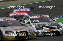 26.10.2008 Hockenheim, Germany,  Alexandre Premat (FRA), Audi Sport Team Phoenix, Audi A4 DTM and Bernd Schneider (GER), Team HWA AMG Mercedes, AMG Mercedes C-Klasse - DTM 2008 at Hockenheimring, Germany