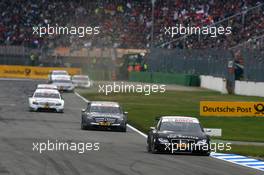 26.10.2008 Hockenheim, Germany,  Timo Scheider (GER), Audi Sport Team Abt, Audi A4 DTM, leads Paul di Resta (GBR), Team HWA AMG Mercedes, AMG Mercedes C-Klasse, Jamie Green (GBR), Team HWA AMG Mercedes, AMG Mercedes C-Klasse - DTM 2008 at Hockenheimring, Germany