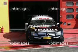 11.03.2008 Scarperia, Italy,  Ralf Schumacher (GER), Mücke Motorsport AMG Mercedes, AMG Mercedes C-Klasse, driving out of the pitbox - DTM 2008 at Mugello