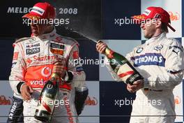 16.03.2008 Melbourne, Australia,  Nick Heidfeld (GER), BMW Sauber F1 Team, Lewis Hamilton (GBR), McLaren Mercedes, Nico Rosberg (GER), WilliamsF1 Team - Formula 1 World Championship, Rd 1, Australian Grand Prix, Sunday Podium