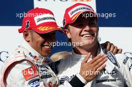 16.03.2008 Melbourne, Australia,  Lewis Hamilton (GBR), McLaren Mercedes, Nico Rosberg (GER), WilliamsF1 Team - Formula 1 World Championship, Rd 1, Australian Grand Prix, Sunday Podium