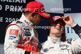 16.03.2008 Melbourne, Australia,  Lewis Hamilton (GBR), McLaren Mercedes, Nico Rosberg (GER), WilliamsF1 Team - Formula 1 World Championship, Rd 1, Australian Grand Prix, Sunday Podium