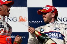 16.03.2008 Melbourne, Australia,  Lewis Hamilton (GBR), McLaren Mercedes, Nick Heidfeld (GER), BMW Sauber F1 Team - Formula 1 World Championship, Rd 1, Australian Grand Prix, Sunday Podium