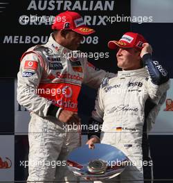 16.03.2008 Melbourne, Australia,  Lewis Hamilton (GBR), McLaren Mercedes and Nico Rosberg (GER), WilliamsF1 Team - Formula 1 World Championship, Rd 1, Australian Grand Prix, Sunday Podium