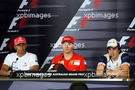 13.03.2008 Melbourne, Australia,  Lewis Hamilton (GBR), McLaren Mercedes, Kimi Raikkonen (FIN), Räikkönen, Scuderia Ferrari, Fernando Alonso (ESP), Renault F1 Team - Formula 1 World Championship, Rd 1, Australian Grand Prix, Thursday Press Conference