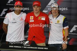 13.03.2008 Melbourne, Australia,  Lewis Hamilton (GBR), McLaren Mercedes, Kimi Raikkonen (FIN), Räikkönen, Scuderia Ferrari, Fernando Alonso (ESP), Renault F1 Team - Formula 1 World Championship, Rd 1, Australian Grand Prix, Thursday Press Conference