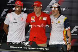 13.03.2008 Melbourne, Australia,  Lewis Hamilton (GBR), McLaren Mercedes, Kimi Raikkonen (FIN), Räikkönen, Scuderia Ferrari, Fernando Alonso (ESP), Renault F1 Team - Formula 1 World Championship, Rd 1, Australian Grand Prix, Thursday Press Conference