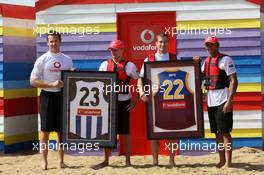 12.03.2008 Melbourne, Australia,  Lewis Hamilton (GBR), McLaren Mercedes, Heikki Kovalainen (FIN), McLaren Mercedes - Vodafone Mclaren Mercedes beach kayak race, Formula 1 World Championship, Rd 1, Australian Grand Prix, Wednesday