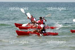 12.03.2008 Melbourne, Australia,  Lewis Hamilton (GBR), McLaren Mercedes - Vodafone Mclaren Mercedes beach kayak race, Formula 1 World Championship, Rd 1, Australian Grand Prix, Wednesday