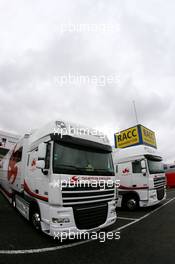 01.02.2008 Barcelona, Spain,  Super Aguri F1 Team trucks in the paddock - Formula 1 Testing, Barcelona