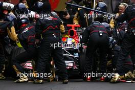 02.02.2008 Barcelona, Spain,  Sebastien Bourdais (FRA), Scuderia Toro Rosso during pitstop - Formula 1 Testing, Barcelona