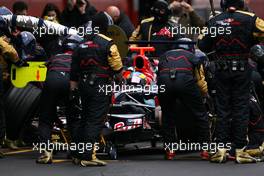 02.02.2008 Barcelona, Spain,  Sebastien Bourdais (FRA), Scuderia Toro Rosso during pitstop  - Formula 1 Testing, Barcelona