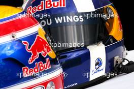 03.02.2008 Barcelona, Spain,  Helmets of David Coulthard (GBR), Red Bull Racing and Mark Webber (AUS), Red Bull Racing, RB4 - Formula 1 Testing, Barcelona