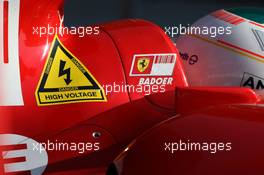 19.11.2008 Barcelona, Spain,  Luca Badoer (ITA), Test Driver, Scuderia Ferrari, sticker for KERS - Formula 1 Testing, Barcelona