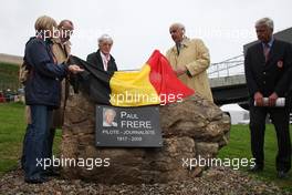 05.09.2008 Francorchamps, Belgium,  Monument Ceremony of Paul Frere (BEL) attended by Bernie Ecclestone (GBR), President and CEO of Formula One Management - Formula 1 World Championship, Rd 13, Belgian Grand Prix, Friday