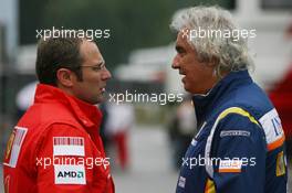 05.09.2008 Francorchamps, Belgium,  Stefano Domenicali (ITA), Scuderia Ferrari, Sporting Director and Flavio Briatore (ITA), Renault F1 Team, Team Chief, Managing Director - Formula 1 World Championship, Rd 13, Belgian Grand Prix, Friday Practice