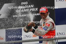 07.09.2008 Francorchamps, Belgium,  Winner, 1st, Lewis Hamilton (GBR), McLaren Mercedes - Formula 1 World Championship, Rd 13, Belgian Grand Prix, Sunday Podium