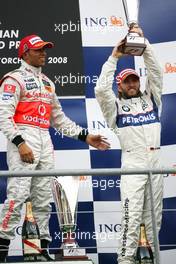 Lewis Hamilton (GBR), McLaren Mercedes, Nick Heidfeld (GER), BMW Sauber F1 Team  - Formula 1 World Championship, Rd 13, Belgian Grand Prix, Sunday Podium